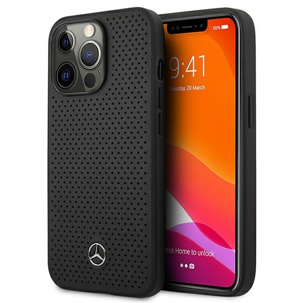 Mercedes MEHCP13XDELBK iPhone 13 Pro Max black hardcase Leather Perforated