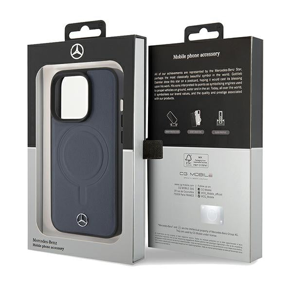 Mercedes MEHMP15L23RCMV iPhone 15 Pro navy hardcase Smooth Leather MagSafe
