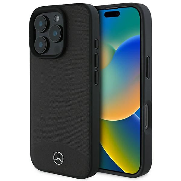 Mercedes MEHMP16X23RBARK iPhone16 Pro Max black hardcase Textured And Plain Leather MagSafe
