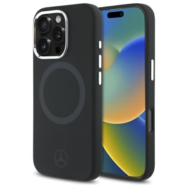 Mercedes MEHMP16X23SUTTK iPhone 16 Pro Max black hardcase Silicone Tonal Logo MagSafe