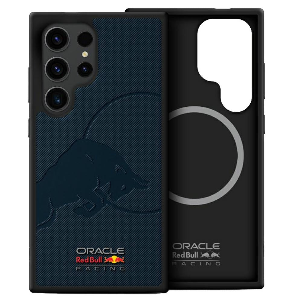Red Bull Leather Meshed Debossed Bull MagSafe for Samsung Galaxy S25 Ultra Navy Blue
