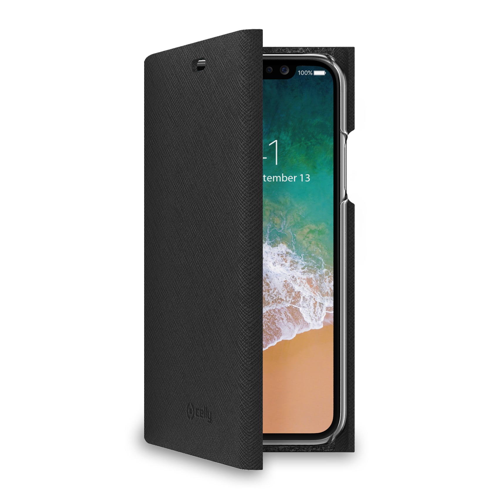 Celly Wally BookCase for iPhone X Black