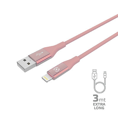 USB-A TO LIGHTNING Color Pink 12W Cable 3M