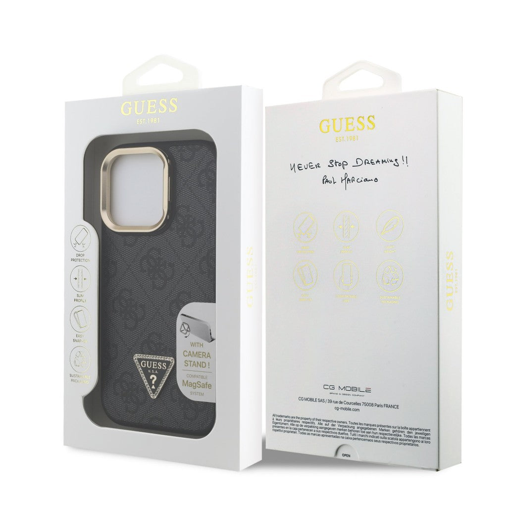 Guess GUHMP16LPCS4GPTK PU W/Trianglel Logo & Stand Camera for iPhone 16 Pro Black