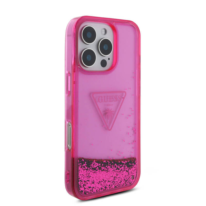 Guess Transparent Liquid Glitter Case for iPhone 16 Pro Pink