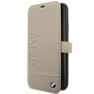 BMW BMFLBKSN65LLST iPhone 11 Pro Max Taupe Book type Book Case - Genuine Leather 