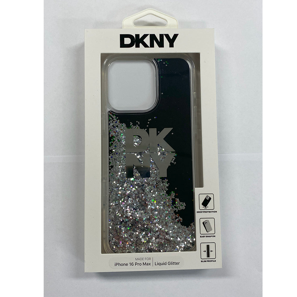 DKNY HC LIQUID GLITTERS W/ STACK LOGO BLACK iPhone 16 Pro Max