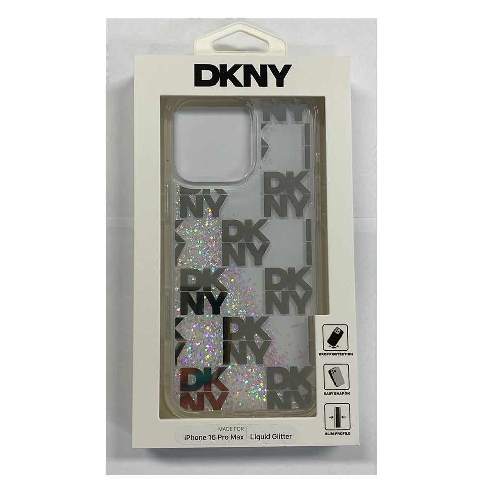 DKNY HC LIQUID GLITTERS W/ Checkered Pattern White iPhone 16 Pro Max