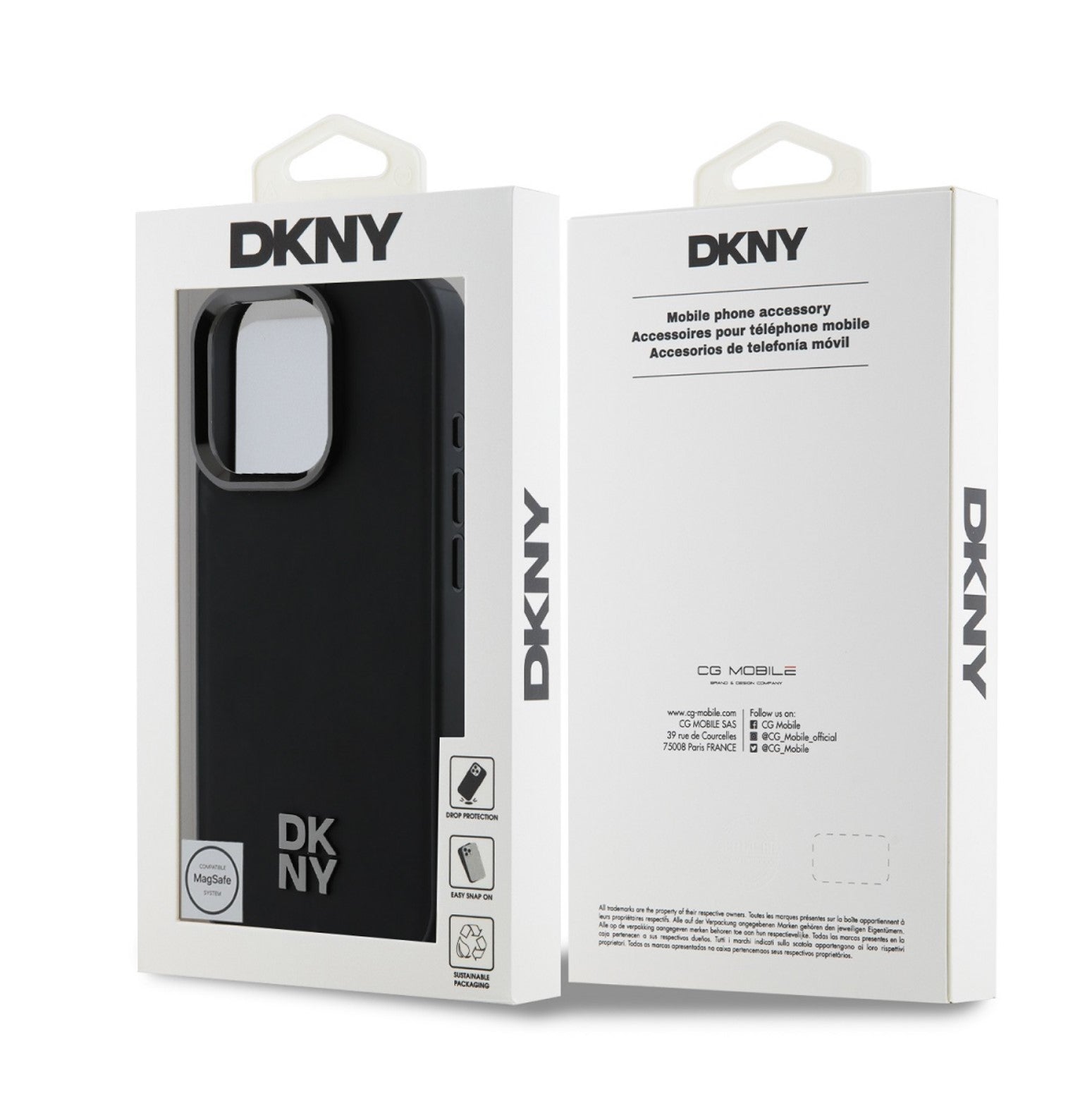 DKNY PU Leather Stack Logo Magsafe Case for iPhone 16 Pro MaxBlack