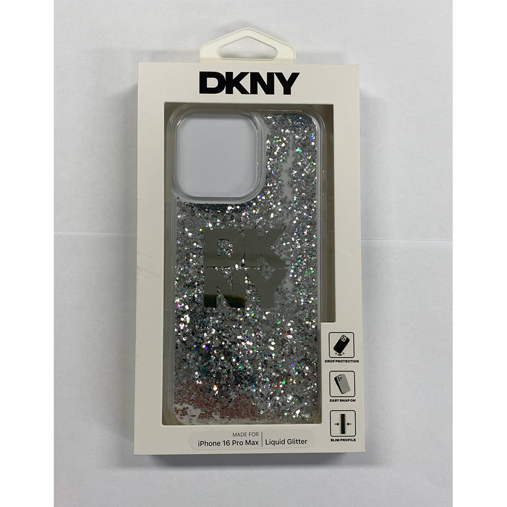 DKNY HC LIQUID GLITTERS W/ STACK Logo White iPhone 16 Pro Max