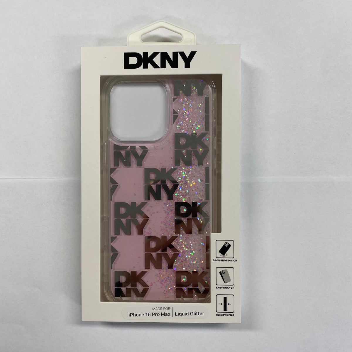 DKNY HC LIQUID GLITTERS W/ Checkered Pattern Pink iPhone 16 Pro Max