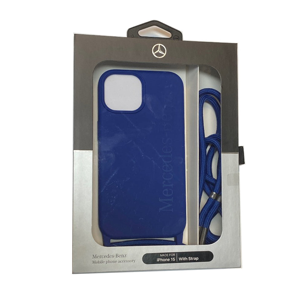 MB HC LIQUID SILICONE  WITH CORD WORDMARK Logo iPhone 15 / 14/ 13 Navy