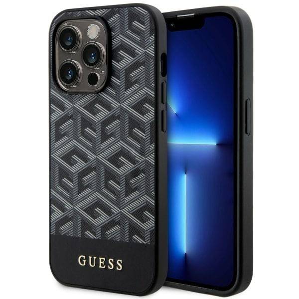 GUESS HC MagSafe GCUBE PU STRIPES BLACK IP14 PRO MAX