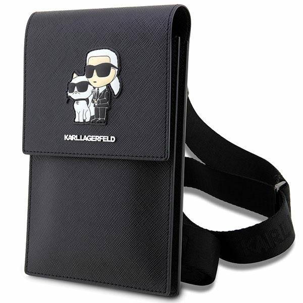 KARL PHONE POUCH UNIVERSAL SAFFIANO K&C NFT BLACK