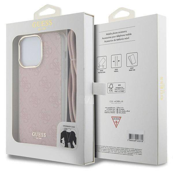 GUESS HC CROSSBODY CORD 4G Print Pink iPhone 15 Pro