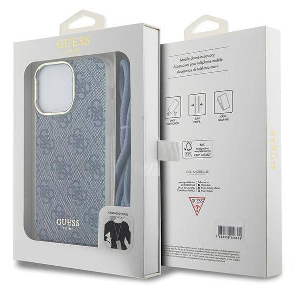 GUESS HC CROSSBODY CORD 4G Print Blue iPhone 15 Pro Max