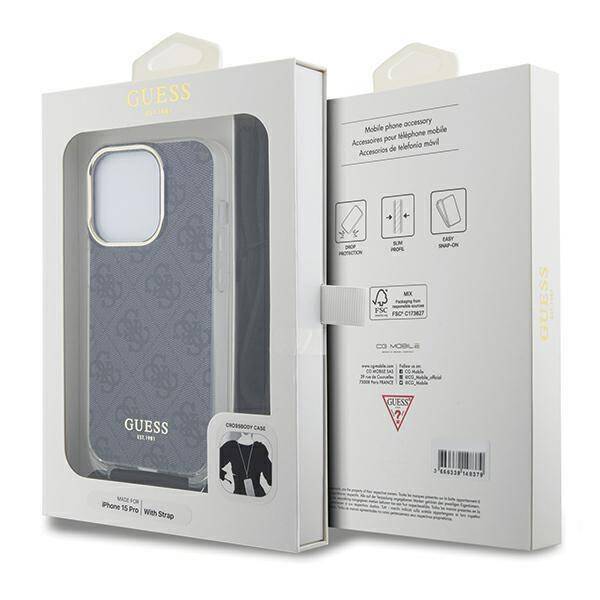 GUESS HC CROSSBODY CORD 4G Print Black iPhone 15 Pro Max