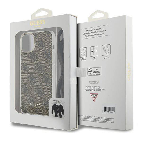 GUESS HC CROSSBODY CORD 4G Print Brown iPhone 15 / 14 / 13