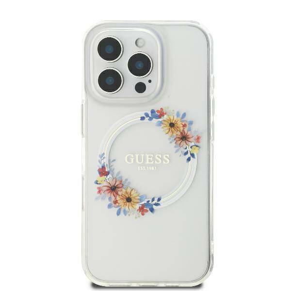 Guess Hardcase Magsafe IML Flowers Wreath Transparent iPhone 16