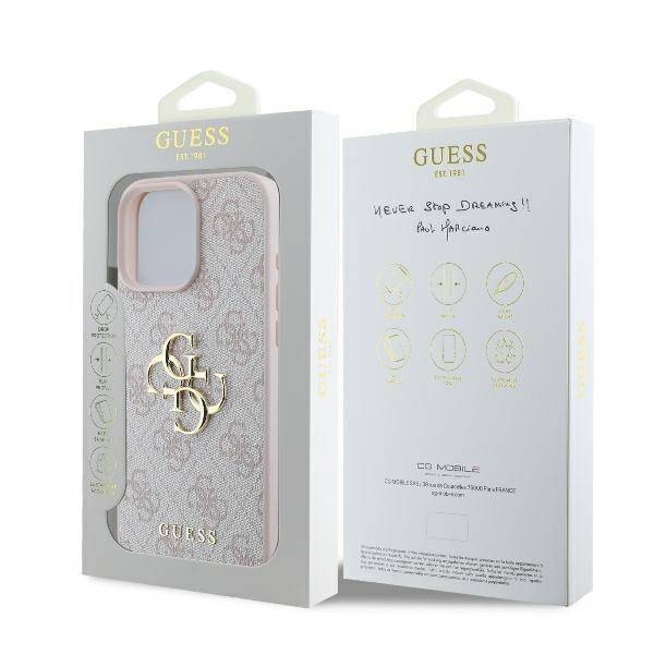 Guess GUHCP16X4GMGPI Hardcase 4G PU Big Logo Pink iPhone 16 Pro Max