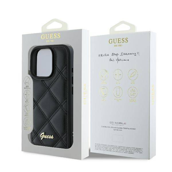 Guess Hardcase PU Quilted Metal
 Logo Black iPhone 16 Pro Max