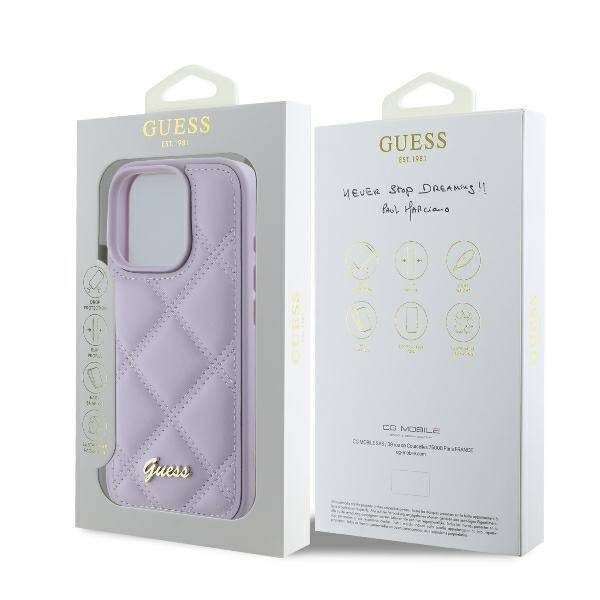 Guess Hardcase PU Quilted Metal
 Logo Light Purple iPhone 16 Pro