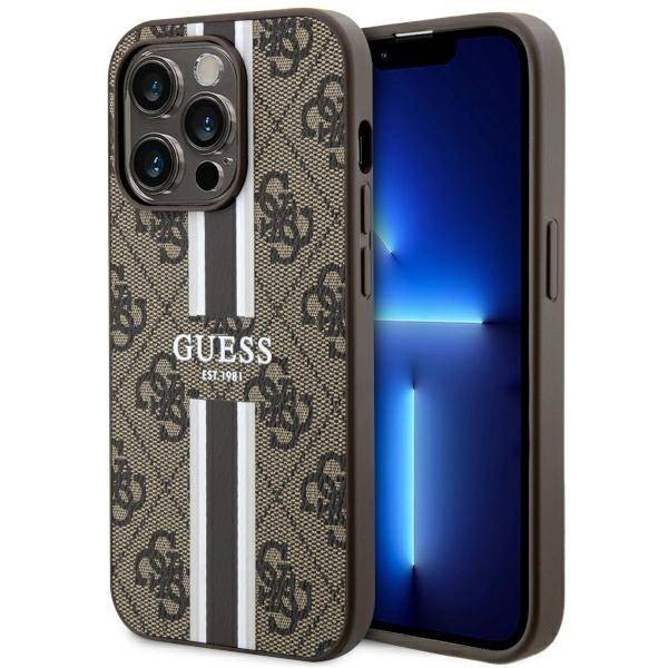 GUESS GUHMP14LP4RPSW HC MagSafe 4G PRINTED STRIPES BROWN iPhone 14 Pro