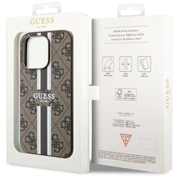 GUESS GUHMP14LP4RPSW HC MagSafe 4G PRINTED STRIPES BROWN iPhone 14 Pro