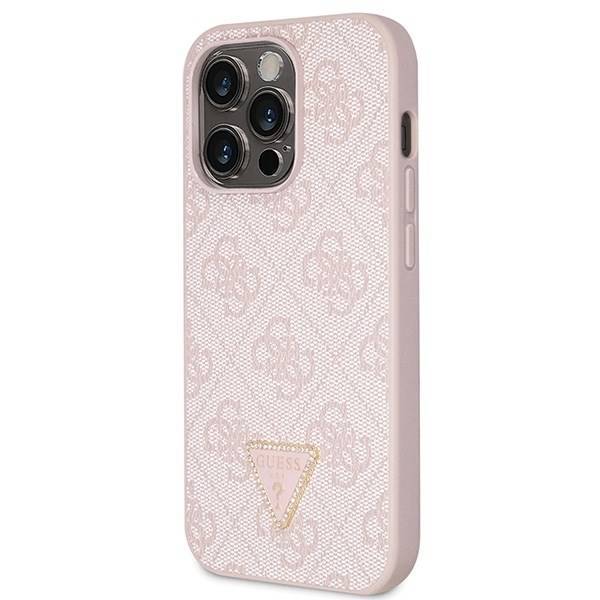 GUESS HC PU LEATHER METAL LOGO STRASS CROSSBODY Pink iPhone14 Pro
