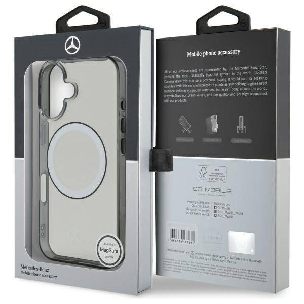 Mercedes MEHMP16S23HUOKC Transparent iPhone 16 black hardcase W/ Black Ring MagSafe