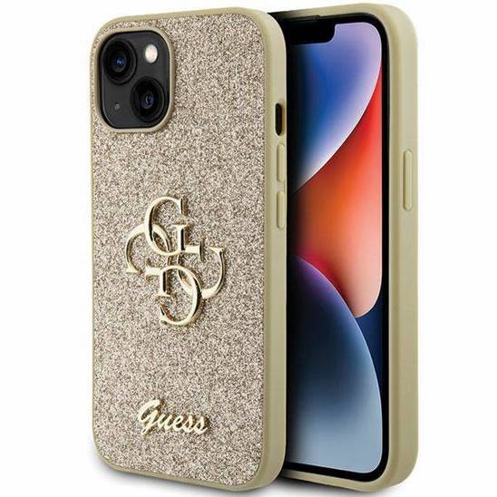 Guess GUHCP15SHG4SGD iPhone 15 / 14 / 13 gold hardcase Glitter Script Big 4G