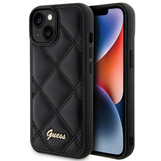 GUESS GUHCP15SPSQSQSK HC PU QUILTED METAL LOGO BLACK iPhone 15 / 14 / 13