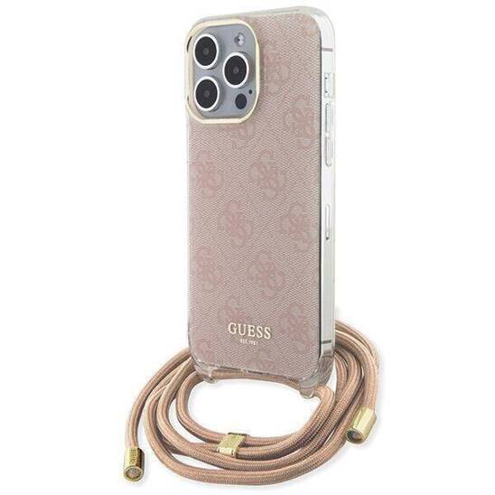 GUESS HC CROSSBODY CORD 4G Print Pink iPhone 15 Pro Max