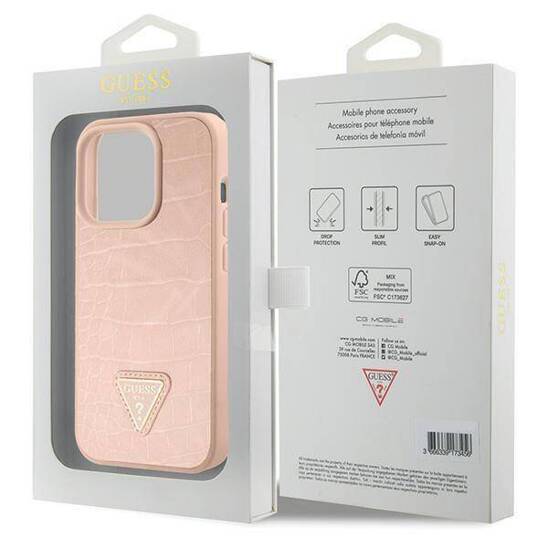 GUESS GUHCP15SPCRTHCP HC PU CROCO TRIANGLE LOGO PINK iPhone 15 / 14 / 13