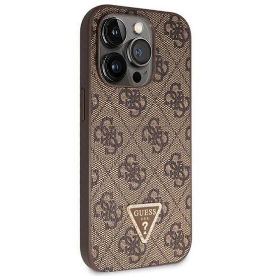 GUESS HC PU LEATHER METAL LOGO STRASS CROSSBODY BROWN iPhone 14 Pro