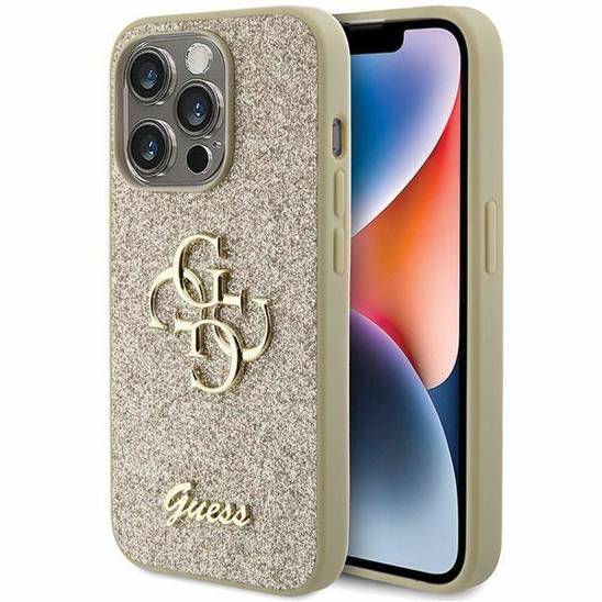 Guess GUHCP15MHG4SGD iPhone 15 Plus / 14 Plus gold hardcase Glitter Script Big 4G