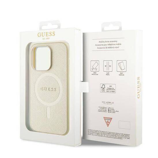 GUESS GUHMP15LPSAHMCB HC PU SAFFIANO MAGSAFE BEIGE iPhone 15 Pro