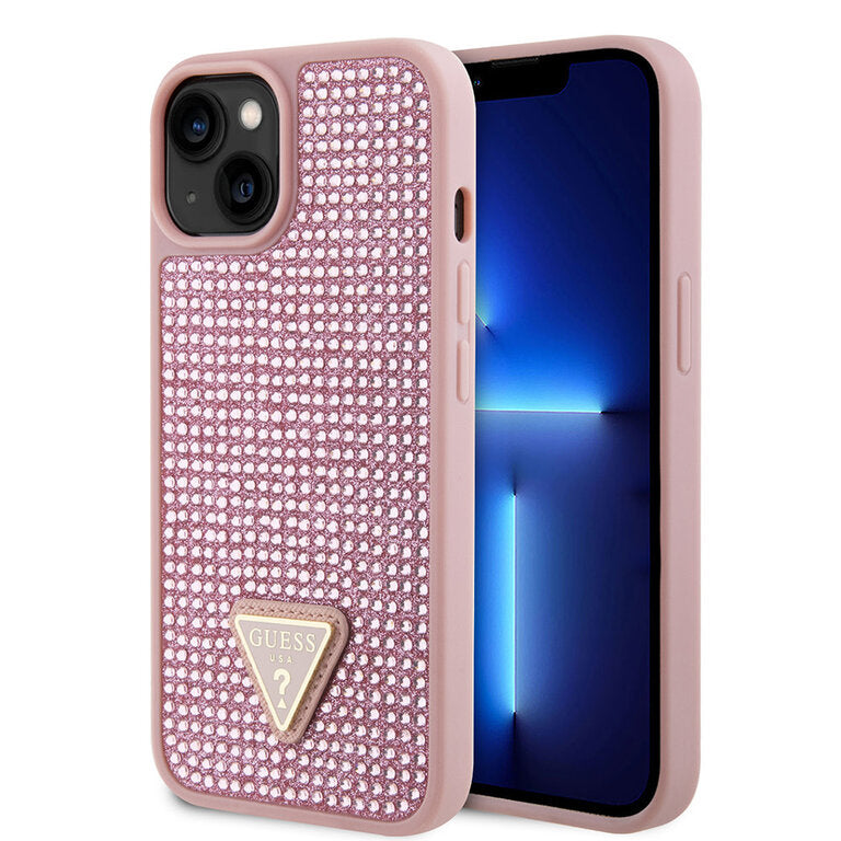 Guess Hardcase Rhinestone Tringle Pink iPhone 15