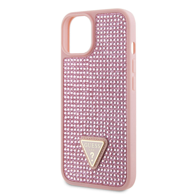 Guess GUHCP16MHDGTPP Hardcase Rhinestone Triangle Logo Pink for iPhone 16 Plus