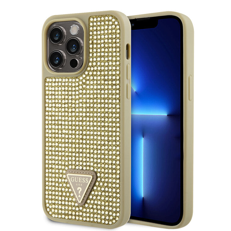 Guess Hardcase Rignestone Tringle Gold iPhone 15 Pro Max