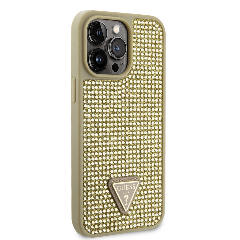 Guess Hardcase Rignestone Tringle Gold iPhone 15 Pro Max