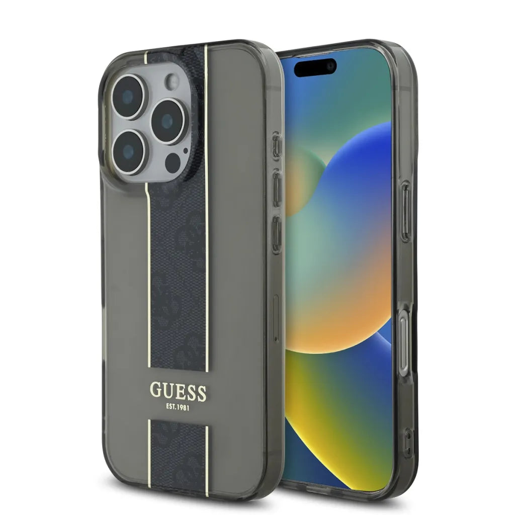 Guess Hardcase IML 4G Stripe Black for iPhone 16 Pro