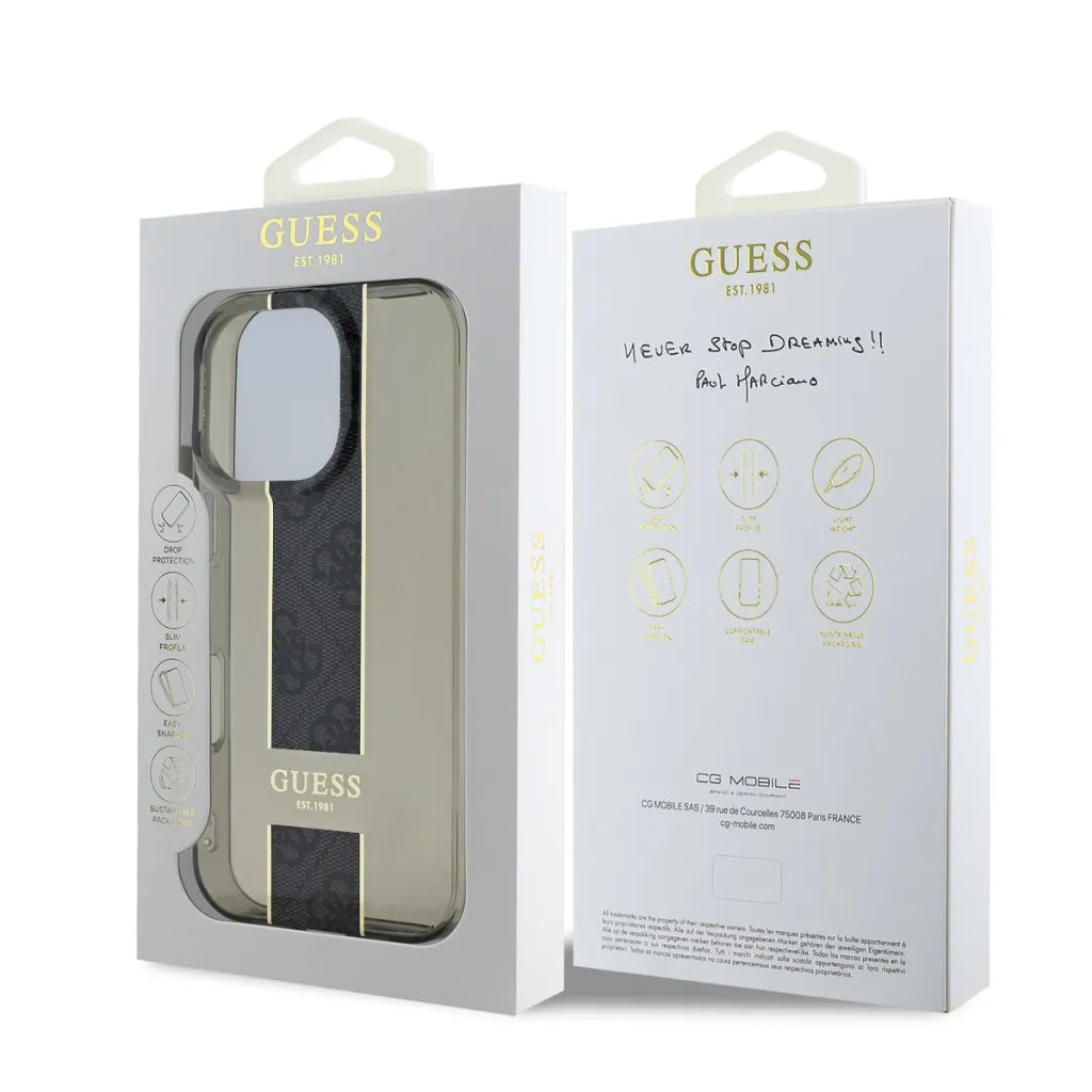 Guess Hardcase IML 4G Stripe Black for iPhone 16 Pro