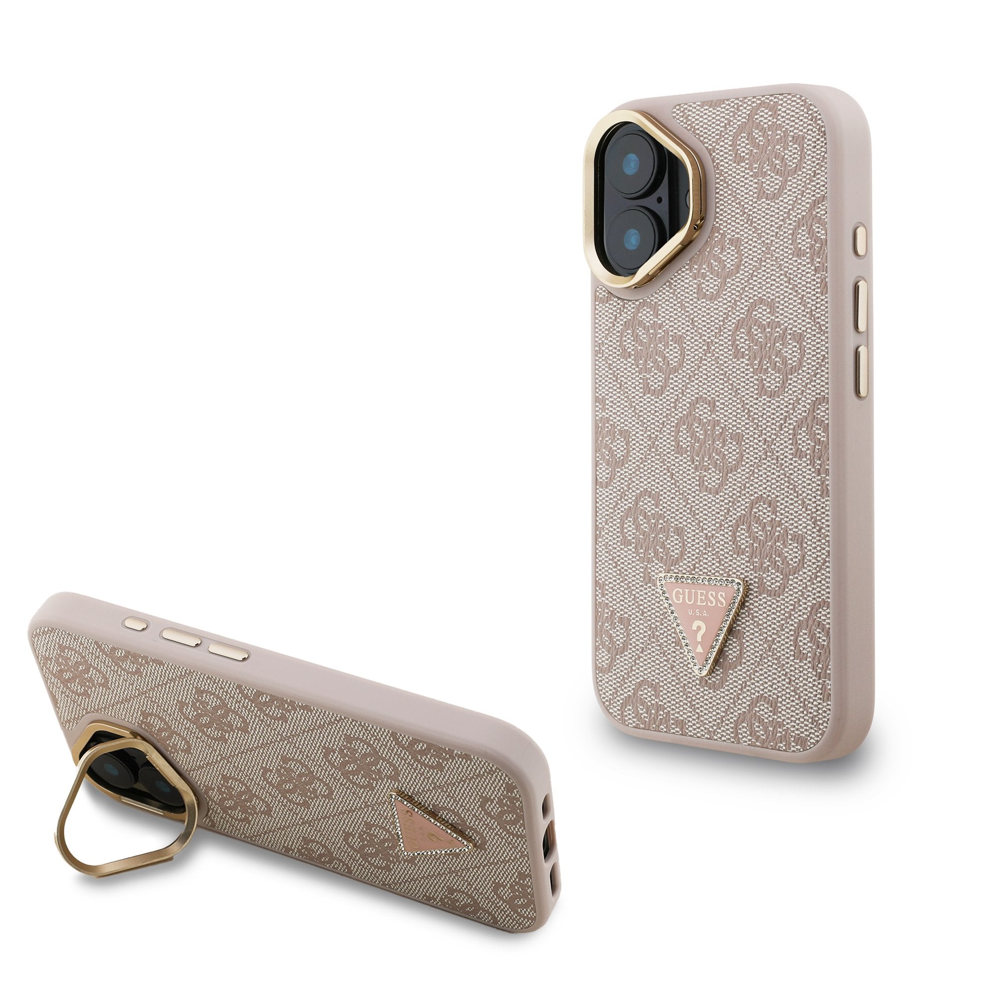 Guess GUHMP16SPCS4GPTP PU W/Trianglel Logo & Stand Camera for iPhone 16 Pink