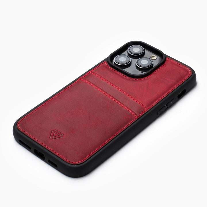 Wachikopa Leather Back Cover C.C. Case for iPhone 16 Pro Red