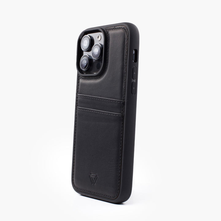 Wachikopa Leather Back Cover C.C. Case for iPhone 16 Pro Black