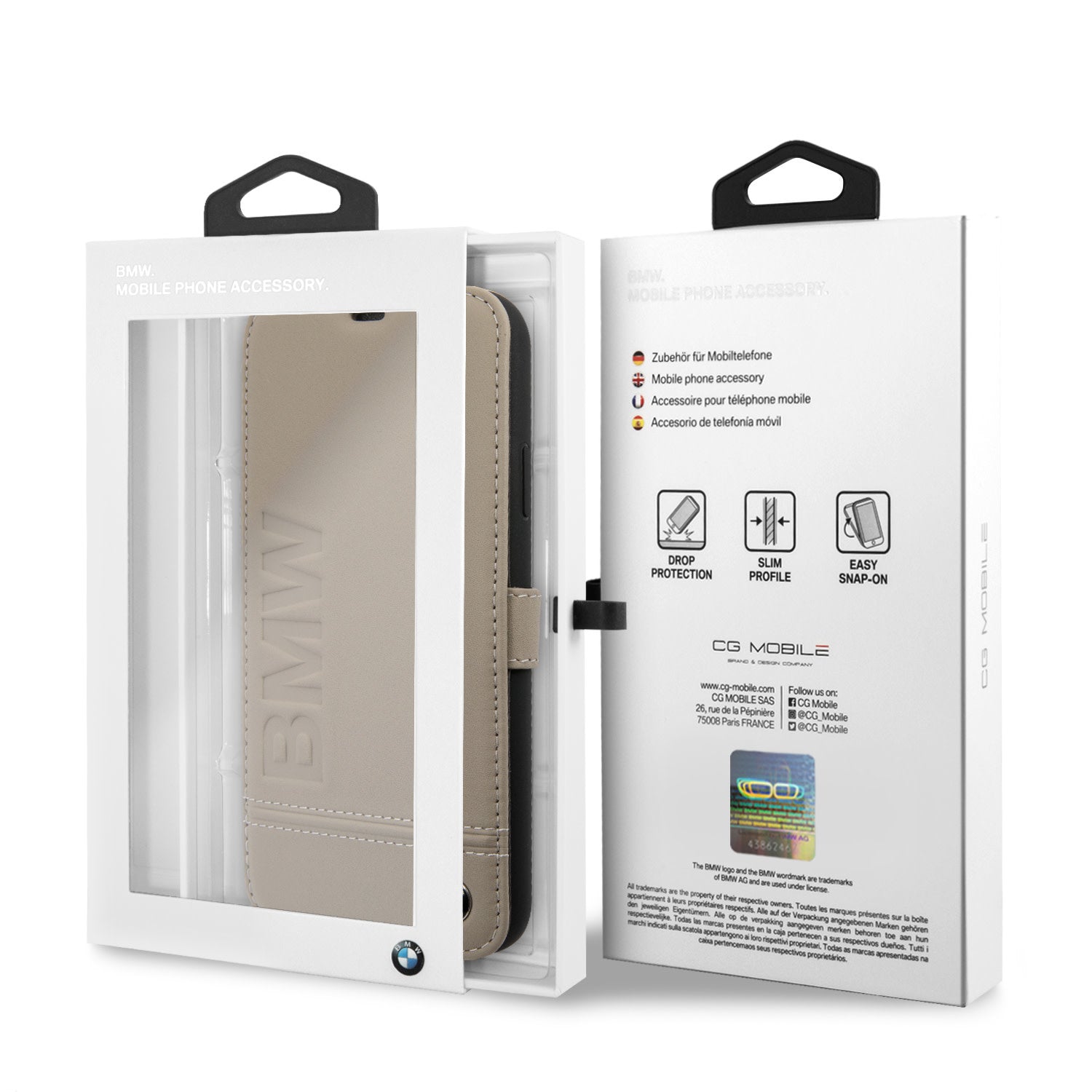 BMW BMFLBKSN65LLST iPhone 11 Pro Max Taupe Book type Book Case - Genuine Leather