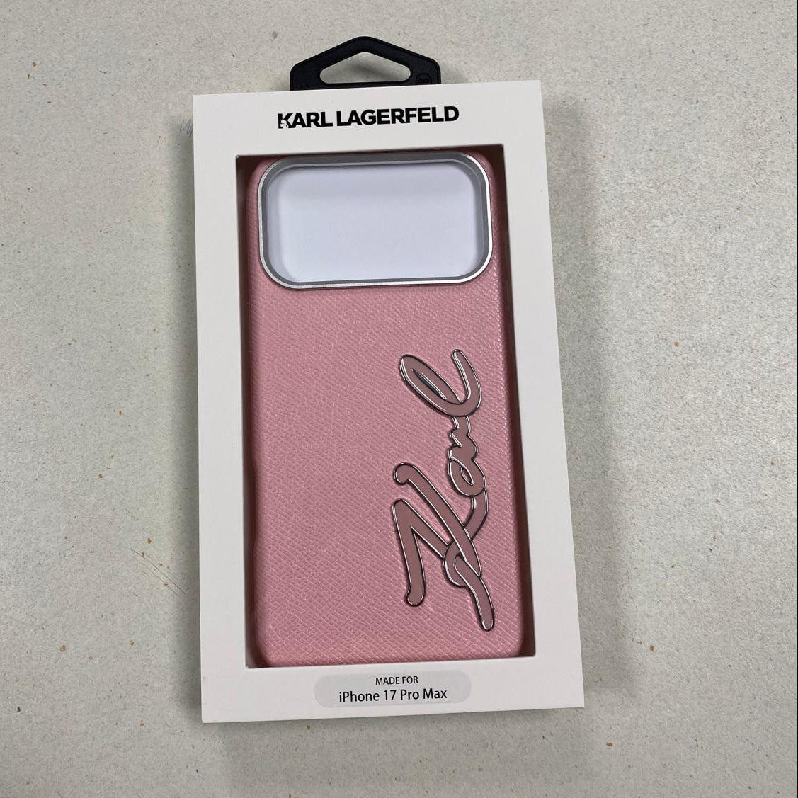 KARL KLHCP17XPGFKSRSP HardCase FW GRAINED PU W/ SIGNATURE Logo Pink iPhone 17 Pro Max