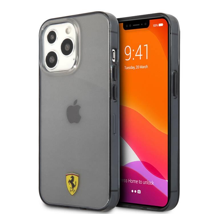 Ferrari FEHCP13LBSCK iPhone 13 Pro Hrad Case Transparent Black Shadow Print Logo