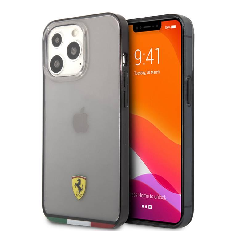 Ferrari FEHCP13XBITK iPhone 13 Pro Max Hrad Case Transparent Black Shadow Print Logo